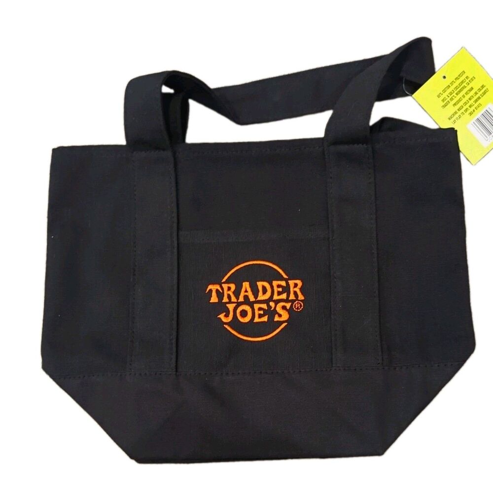 NEW Trader Joe's Trick or Treat Reusable Canvas Tote Bag Logo Black Orange